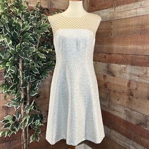 KAY UNGER NEW YORK Gold Metallic Jacquard Sleevless Cocktail Dress